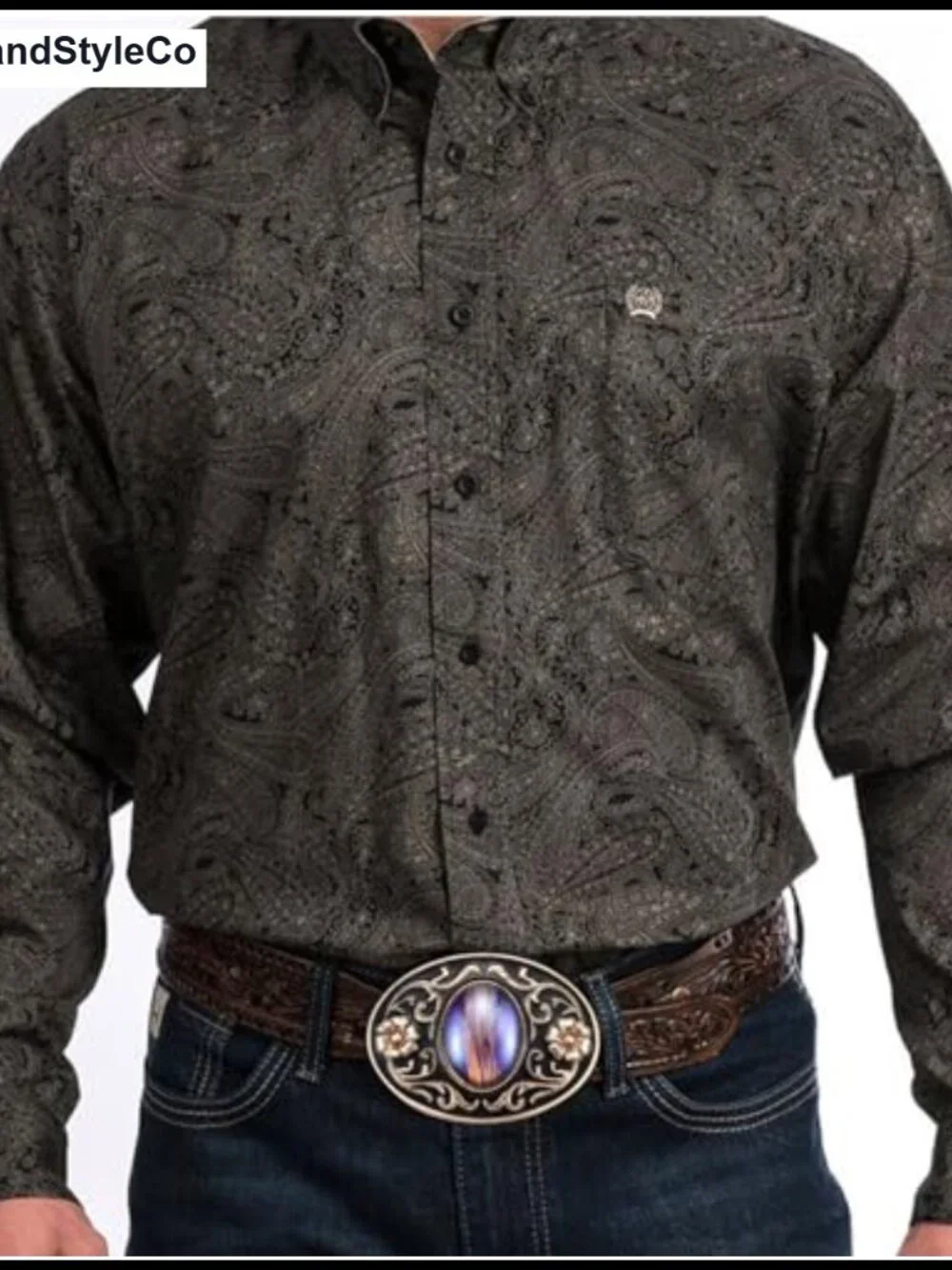 Vintage Western Cowboy Belt Buckle, Native American Style, Synthetic Stone,
